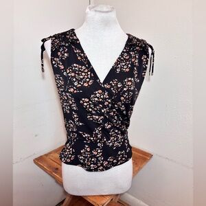 White House Black Market Faux Wrap Sleeveless Floral Top